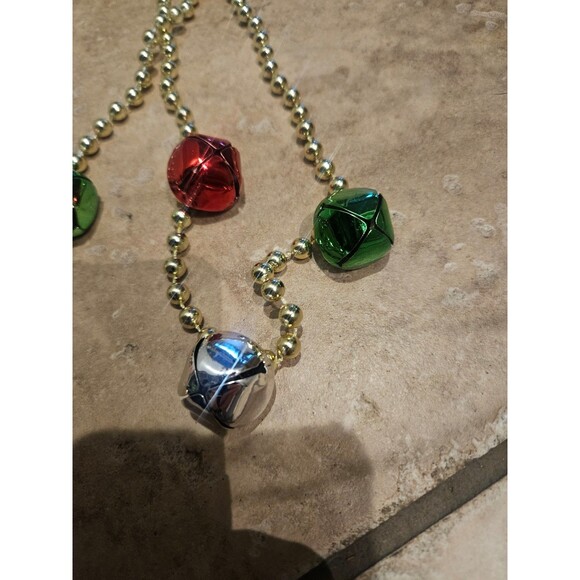Christmas House Gold Jingle Bell Necklaces  Set of 2 Necklaces Stocking Stuffers - Picture 2 of 5